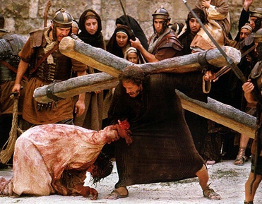 Jesus on the way to Golgotha, from the movie 'Passion of the Christ'